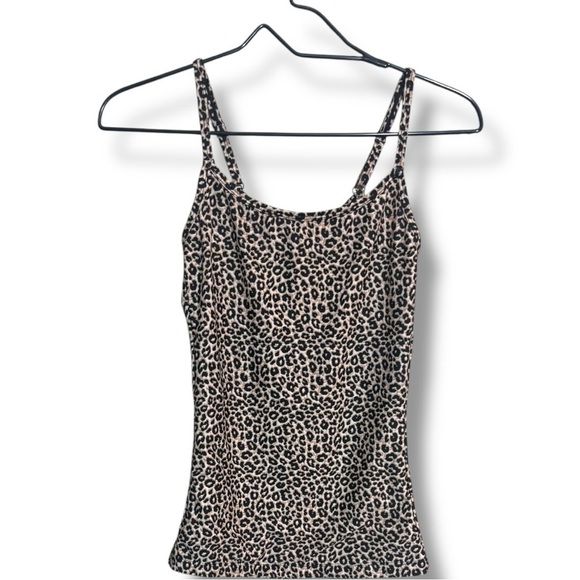 Adrienne Vittadini Black/White Fitted Leopard Print Adjustable Straps Camisole - Picture 3 of 9